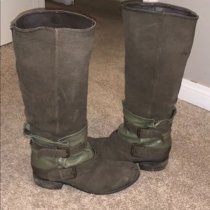 Green Double Buckle Boots